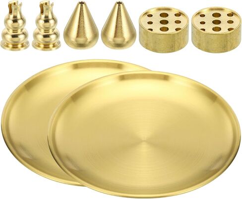 PATIKIL Incense Holder Kit, 2 Set Brass Incense Cone Stick Holder Incense Burner Ash Catcher Stand Base with Plate for Yoga Spa Room Home Office, 3 Styles in Saudi Arabia