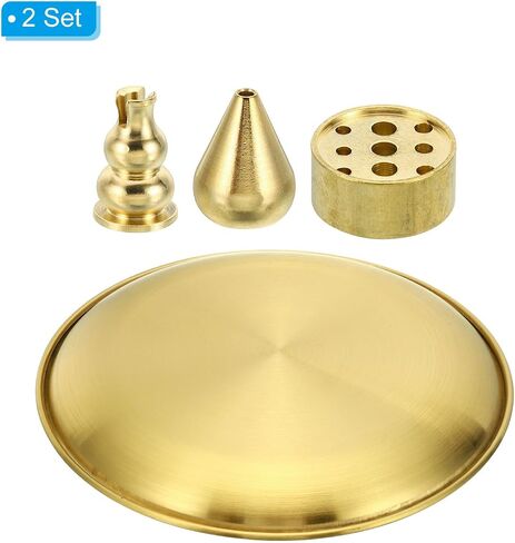 PATIKIL Incense Holder Kit, 2 Set Brass Incense Cone Stick Holder Incense Burner Ash Catcher Stand Base with Plate for Yoga Spa Room Home Office, 3 Styles in Saudi Arabia