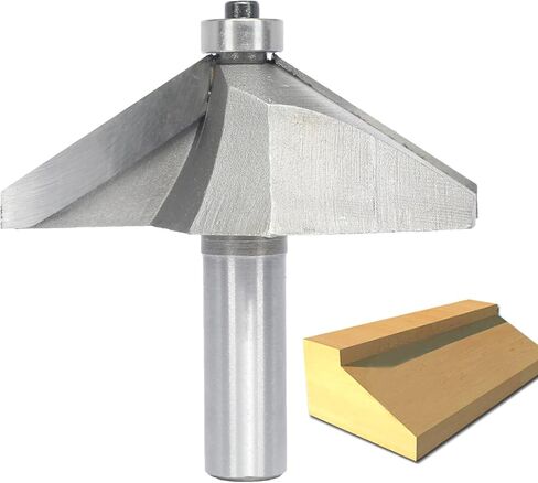 Akylin 30 Degree Extra Large Chamfer Router Bit,1/2" Shank,1-3/8" Bevel Length Horse Nose Bits,Eased Eage Cutter with Ball Bearing for Wood Profiling,Edging in Kuwait