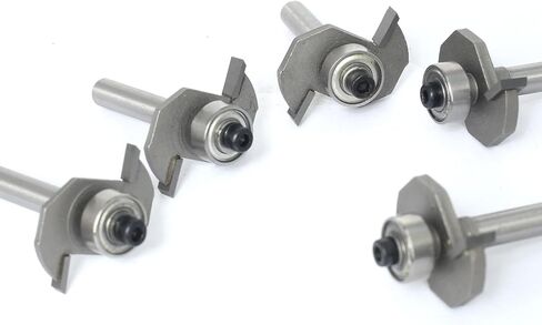 Akylin 5Pcs T Slot Router Bit Set,1/4" Shank,Cutting Height 3/32",1/8",5/32",3/16" and 1/4",3/8" Deep T Trark Bit with Bearing,T-Slotting Cutter for Plywood Slotting,Grooving,Rebating in Kuwait