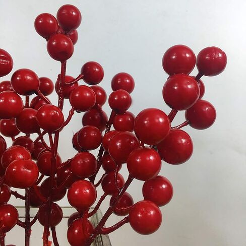 COTOSEY 24 قطعة من التوت عيد الميلاد ينبع التوت الأحمر الاصطناعي لشجرة عيد الميلاد الحلي الحرف عطلة وديكور المنزل (الأحمر) in Kuwait