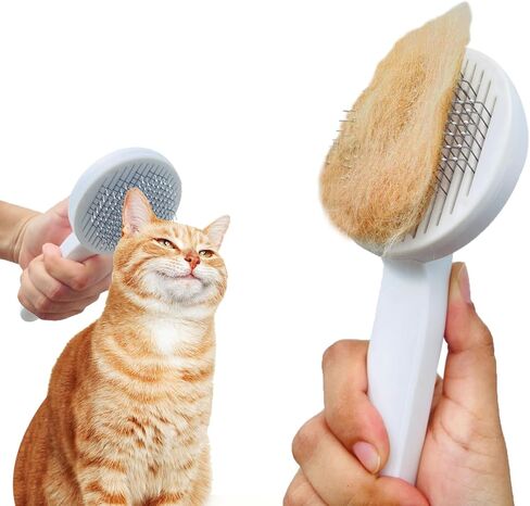 PURRR-LUV Cat Brush with release button - Cat brush for shedding, Soft cat brush, Furminator for cats, Shedding brush, Cat brush for short hair, Cat massager, No more tangles and loose hair. in Saudi Arabia