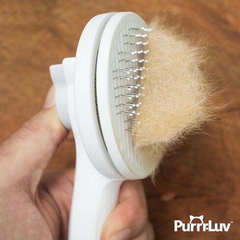 PURRR-LUV Cat Brush with release button - Cat brush for shedding, Soft cat brush, Furminator for cats, Shedding brush, Cat brush for short hair, Cat massager, No more tangles and loose hair. in Saudi Arabia