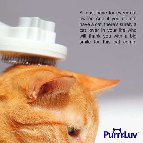 PURRR-LUV Cat Brush with release button - Cat brush for shedding, Soft cat brush, Furminator for cats, Shedding brush, Cat brush for short hair, Cat massager, No more tangles and loose hair. in Saudi Arabia