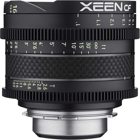 روكينون Xeen CF 16mm T2.6 Pro سينما عدسة واسعة الزاوية مع بنية من ألياف الكربون وعلامات مضيئة لـ Sony E Mount، أسود، مقاس متوسط (CFX16-NEX) in Saudi Arabia