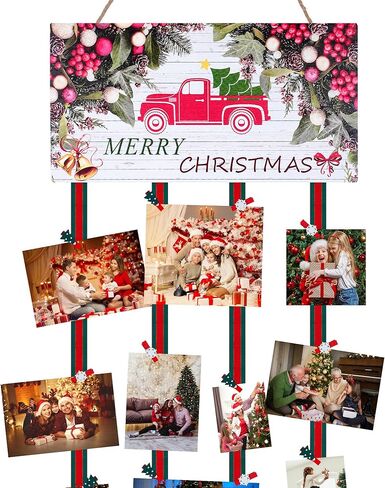 توجيزي حامل بطاقات خشبي للتعليق على الحائط لعرض الصور مع 30 مشبك صور للعطلات والحفلات والمزرعة والمنزل وغرفة المعيشة والباب وهدية الكريسماس in Kuwait