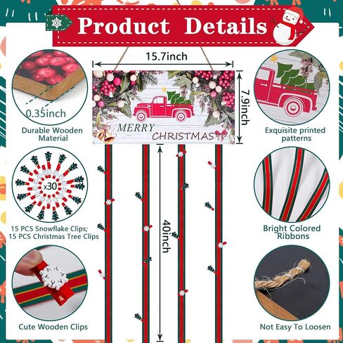 توجيزي حامل بطاقات خشبي للتعليق على الحائط لعرض الصور مع 30 مشبك صور للعطلات والحفلات والمزرعة والمنزل وغرفة المعيشة والباب وهدية الكريسماس in Kuwait