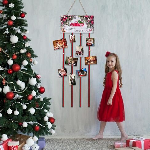 توجيزي حامل بطاقات خشبي للتعليق على الحائط لعرض الصور مع 30 مشبك صور للعطلات والحفلات والمزرعة والمنزل وغرفة المعيشة والباب وهدية الكريسماس in Kuwait
