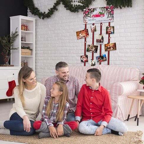 توجيزي حامل بطاقات خشبي للتعليق على الحائط لعرض الصور مع 30 مشبك صور للعطلات والحفلات والمزرعة والمنزل وغرفة المعيشة والباب وهدية الكريسماس in Kuwait