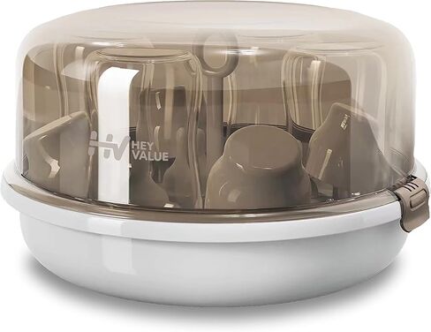 معقم زجاجات الأطفال، جهاز تعقيم بالبخار بالميكروويف لزجاجات الأطفال واللهايات وإكسسوارات مضخات الثدي، سعة كبيرة، تطهير بنسبة 99.99% في دقيقتين in Kuwait