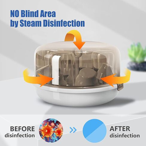 معقم زجاجات الأطفال، جهاز تعقيم بالبخار بالميكروويف لزجاجات الأطفال واللهايات وإكسسوارات مضخات الثدي، سعة كبيرة، تطهير بنسبة 99.99% في دقيقتين in Kuwait