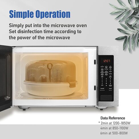 معقم زجاجات الأطفال، جهاز تعقيم بالبخار بالميكروويف لزجاجات الأطفال واللهايات وإكسسوارات مضخات الثدي، سعة كبيرة، تطهير بنسبة 99.99% في دقيقتين in Kuwait