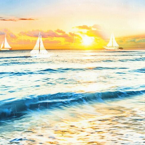 Yuegit المراكب الشراعية جدار الفن لغرفة المعيشة: لوحات لديكورات الجدران ديكور جدار الشاطئ كبير قماش جدار الفن لديكور المنزل مكتب جاهزة للتعليق 30X45 بوصة in Kuwait