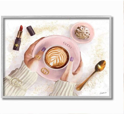 Stupell Industries Women's Glam Fashion Coffee Latte Designer Brand, Designed by Ziwei Li Art, 13 x 19, Wall Plaque in Kuwait