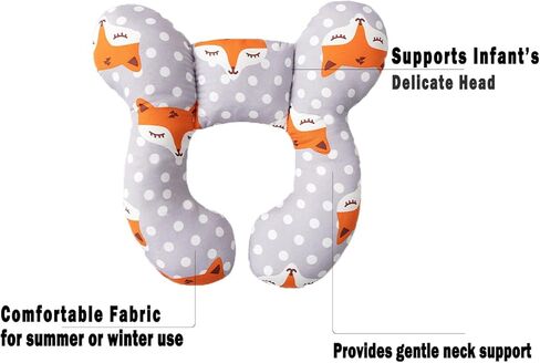 وسادة سفر للأطفال من توبسوفت، وسائد لدعم الرأس والرقبة للرضع لمقعد السيارة، كرسي يدفع باليدين، هدية للأطفال بعمر 0-1 سنة، ثعلب in Kuwait