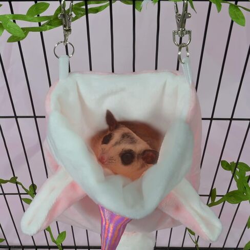 TTANFY Sugar Gliders كيس النوم قفص تحاضن سرير معلق للسناجب Marmosets الفئران الهامستر الحيوانات الأليفة الصغيرة (الوردي) in Kuwait