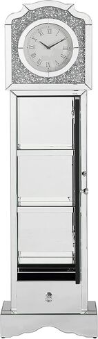 Acme Noralie Wood Frame Grandfather Clock in Mirrored and Faux Diamonds in Kuwait