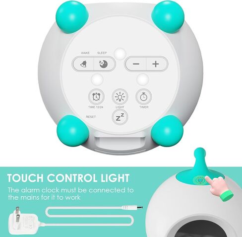 اي هوو ساعة منبه جاهزة للاستيقاظ للاطفال، ساعة منبه للاطفال للتدريب على النوم مع رموز تعبيرية وضوء، ساعة اضاءة ليلية للاطفال الصغار لغرفة نوم الاطفال in Kuwait