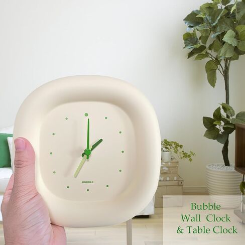 ليوانج ساعة حائط بتصميم فقاعات لطيفة، ساعة صامتة لغرفة المنزل وغرفة نوم الاطفال وديكور المكتب، اخضر فاتح in Kuwait