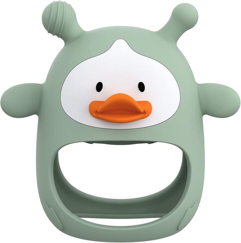 2 Packs Baby Teething Toys for 0-6 6-12 Months, Food Grade Silicone Teething Mitten, Anti Dropping Wrist Hand Teethers, Never Drop Baby Chew Toys for Sucking Needs, BPA Free (Blue & Green) in Saudi Arabia
