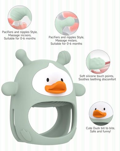 2 Packs Baby Teething Toys for 0-6 6-12 Months, Food Grade Silicone Teething Mitten, Anti Dropping Wrist Hand Teethers, Never Drop Baby Chew Toys for Sucking Needs, BPA Free (Blue & Green) in Saudi Arabia