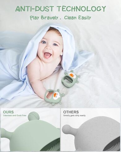 2 Packs Baby Teething Toys for 0-6 6-12 Months, Food Grade Silicone Teething Mitten, Anti Dropping Wrist Hand Teethers, Never Drop Baby Chew Toys for Sucking Needs, BPA Free (Blue & Green) in Saudi Arabia