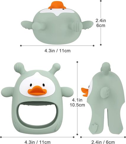 2 Packs Baby Teething Toys for 0-6 6-12 Months, Food Grade Silicone Teething Mitten, Anti Dropping Wrist Hand Teethers, Never Drop Baby Chew Toys for Sucking Needs, BPA Free (Blue & Green) in Saudi Arabia
