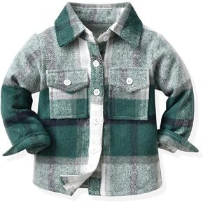 HZXVic Boys Flannel Shirts Toddler Plaid Shacket Kids Button Down Long Sleeve Shirt Family Matching Outfits 12 Months-2XL