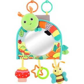 Koty Infant Car Seat Toy - Kick and Play Activity Center with Mirror, Teether and Crinkle Paper, Fun Travel Baby Toy for Rear Car Seat, Easier Drive with Newborns, Babies in Kuwait
