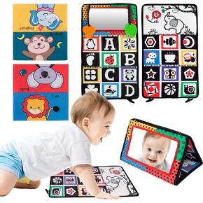 تومي تايم، ألعاب مرآة الطفل، نشاط عالي التباين، ألعاب نمو دماغ مونتيسوري لحديثي الولادة مع كتب مجعدة حسية وعضاضات للرضع من عمر 0-3-4-6-12 شهرًا، هدية سفر للأولاد والبنات in Kuwait