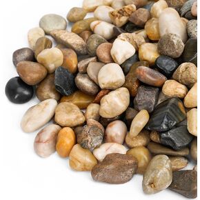 Mr. Fireglass Natural Polished Pebbles, 1 Inch Decorative Mixed Color Stones Aquarium Gravel River Rocks for Vase, Succulents, Landscaping and Home Decor (5-lb Bag)