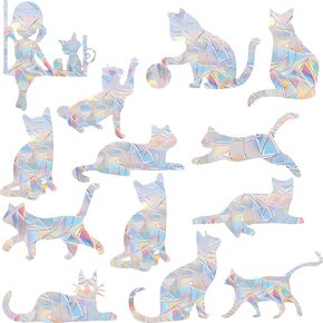 Vikissm 42pcs Cat Shape Bird Window Sticker, Prevent Bird Window Strikes to Deter Birds and Prevent Them from colliding with Doors and Windows. Let The Sunlight Create a Stunning Rainbow Effect in Kuwait