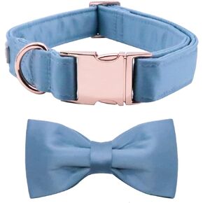 Lionet Paws Bowtie Dog Collar - Comfortable Silk Green Dog Collar with Detachable Bow Tie for Small Dogs, Neck 10-16 Inches