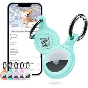 Smart AirTag Holder for Dog Collar with QR Code, Cat Collar AirTag Holder, AirTag Case&Personalized Customized Pet Tag in One, with Modifiable Pet Online Profile, Instant Pet Location Alert