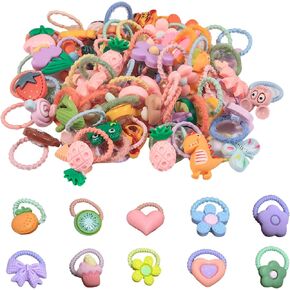 ربطات شعر GULELAYAR اللطيفة للفتيات، 50 قطعة من حبال الشعر المرنة ذات الألوان المختلطة للأطفال، شريط مطاطي ناعم، حوامل ذيل حصان صغيرة، ملحقات شعر كرتونية فواكه كاواي للأطفال الصغار والرضع والفتيات in Kuwait