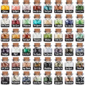 WELLPICK 48 PCS Gemstone Bottles Chips Crystal for Witchcraft, Chakra Healing Crystal Gift, Various Gemstones in Bottle for Home Décor & Collection, Tumbled Gem Reiki Wicca Stones Gift Set in Saudi Arabia
