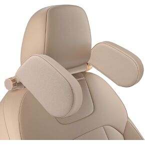 Car Seat Headrest Pillow, 360° Adjustable Car Seat Head Neck Support Rest Cushion, Travel Car Sleeping Pillow for Kids Adults-Beige