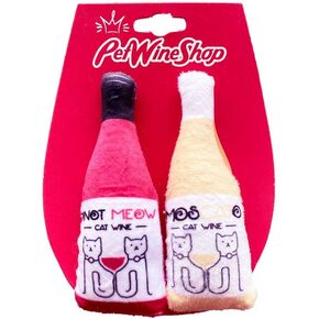 مجموعة قطط PWS Cat Wine Pawty القطيفة من Catnip CatWine للقطط والقطط الصغيرة (Pinot Meow + Moscato)، أحمر in Kuwait