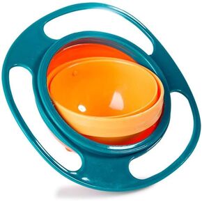 ESH7 Gyro Bowl Funny 360 Degree Rotate Spill-Proof Bowl with Lid Feeding Without Mess (Blue)