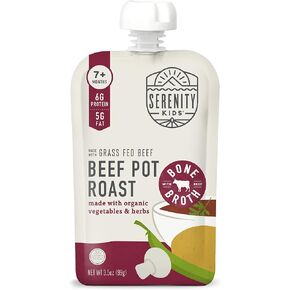 Serenity Kids 6+ Month Pork Baby Food Pouches - Free Range Pork Roast with Bone Broth, Organic Vegetables & Herbs - BPA-Free Food Pouches for Baby - 3.5 Oz, 12 Pack in Kuwait