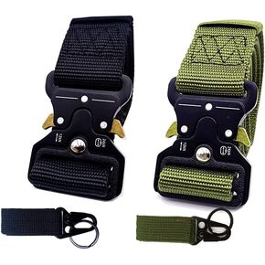 2 حزمة من الحزام التكتيكي، حزام متعدد الاستخدامات على الطراز العسكري، أحزمة قابلة للتعديل، حزام من النايلون مع حزام عالي التحمل بطول 49 بوصة يناسب الرجال والنساء هدية مع مشبكين للعتاد in Kuwait
