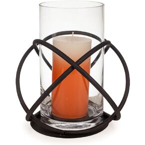 Danya B. Rustic Home Décor, Large Indoor/Outdoor Orbits Centerpiece for Dining Table and Patio, Iron Metal and Glass Hurricane Vase Candleholder, Gift for Wedding, Housewarming and Birthday in Saudi Arabia