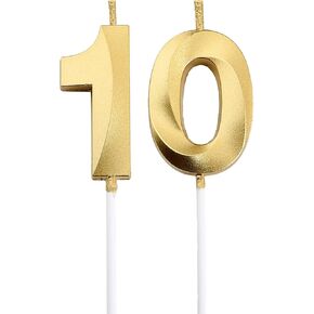 شموع عيد الميلاد العاشر، قطعة علوية للكيك باللون الذهبي رقم 10 لتزيين حفلات أعياد الميلاد in Kuwait