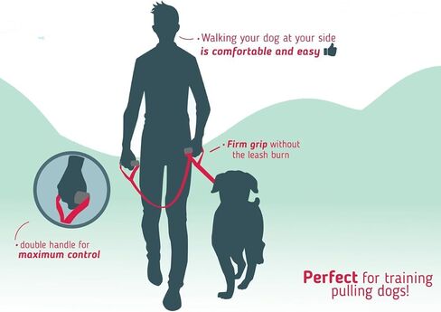 Leash Boss Original - Heavy Duty Dog Leash for Large Dogs - No Pull Double Handle Training Lead for Walking Big Dogs - Dog Leashes with Padded Handle for Control and Safety (Classic Black) in Kuwait