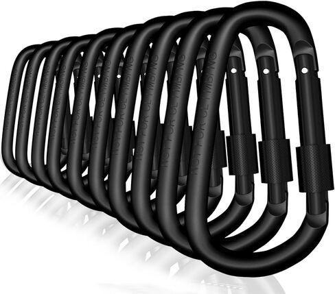 10 حزمة من مشبك حلقة تسلق من CandyHome ، ألومنيوم حلقة قفل حلقة حلقة حلقة حلقة حلقة حلقة معدنية حلقة معدنية على شكل حرف D للتخييم والمشي لمسافات طويلة والصيد - أسود in Kuwait