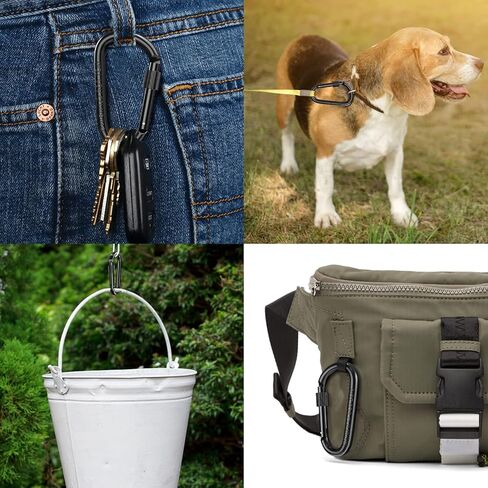 10 حزمة من مشبك حلقة تسلق من CandyHome ، ألومنيوم حلقة قفل حلقة حلقة حلقة حلقة حلقة حلقة معدنية حلقة معدنية على شكل حرف D للتخييم والمشي لمسافات طويلة والصيد - أسود in Kuwait