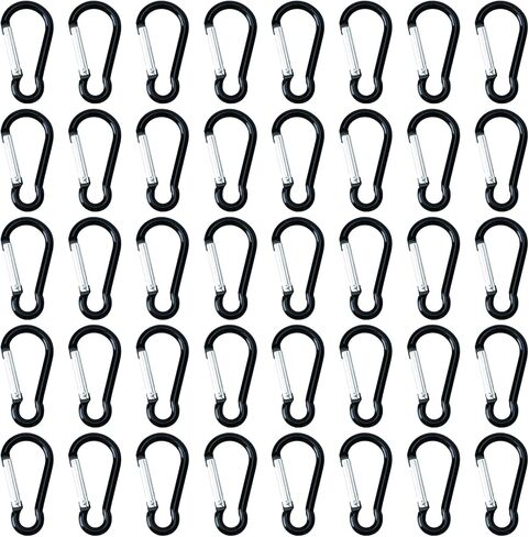 500pcs Small Aluminum Carabiner Spring Clip Hook Keychain Bulk Carabeaner Buckle Pack Caribeaner Hook for Camping Hiking Backpack, Black in Kuwait