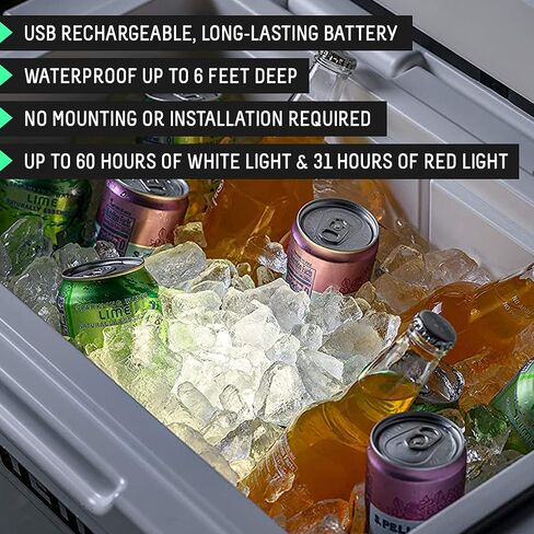 StarBright Rechargeable Universal Cooler LED Light - 5.35x1.61x5.35 inches - Compatible with YETI, RTIC, ORCA, Igloo, Coleman, and More - USB-Chargeable Battery, No Mounting or Installation Required in Kuwait