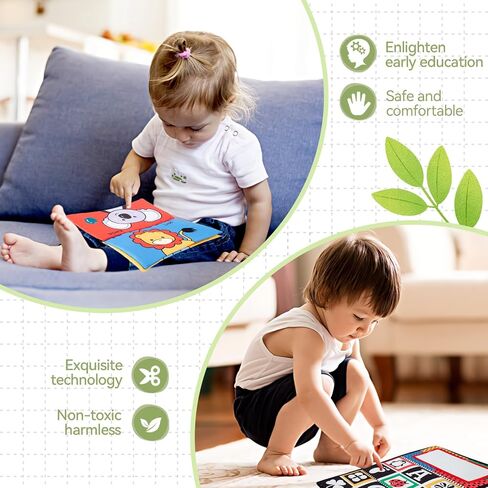 تومي تايم، ألعاب مرآة الطفل، نشاط عالي التباين، ألعاب نمو دماغ مونتيسوري لحديثي الولادة مع كتب مجعدة حسية وعضاضات للرضع من عمر 0-3-4-6-12 شهرًا، هدية سفر للأولاد والبنات in Kuwait