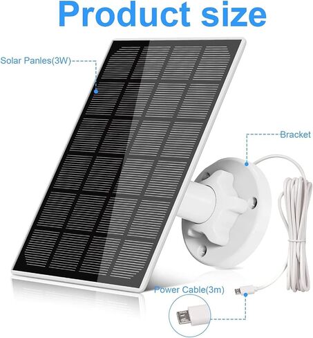 WESECUU 3W Solar Panel for Wireless Outdoor Security Camera Compatible with Rechargeable Battery Powered Surveillance Cam, with Continuous Solar Power in Kuwait